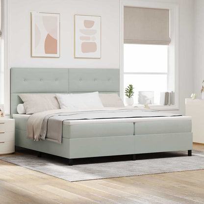 Letto a Sorgente LED Grigio chiaro 200 x 200 cm Velluto
