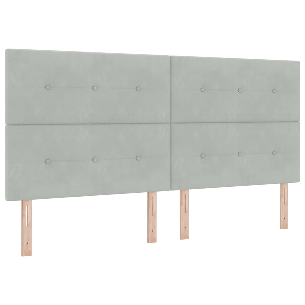 Letto a Sorgente LED Grigio chiaro 200 x 200 cm Velluto