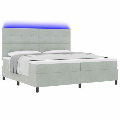 Letto a Sorgente LED Grigio chiaro 200 x 200 cm Velluto