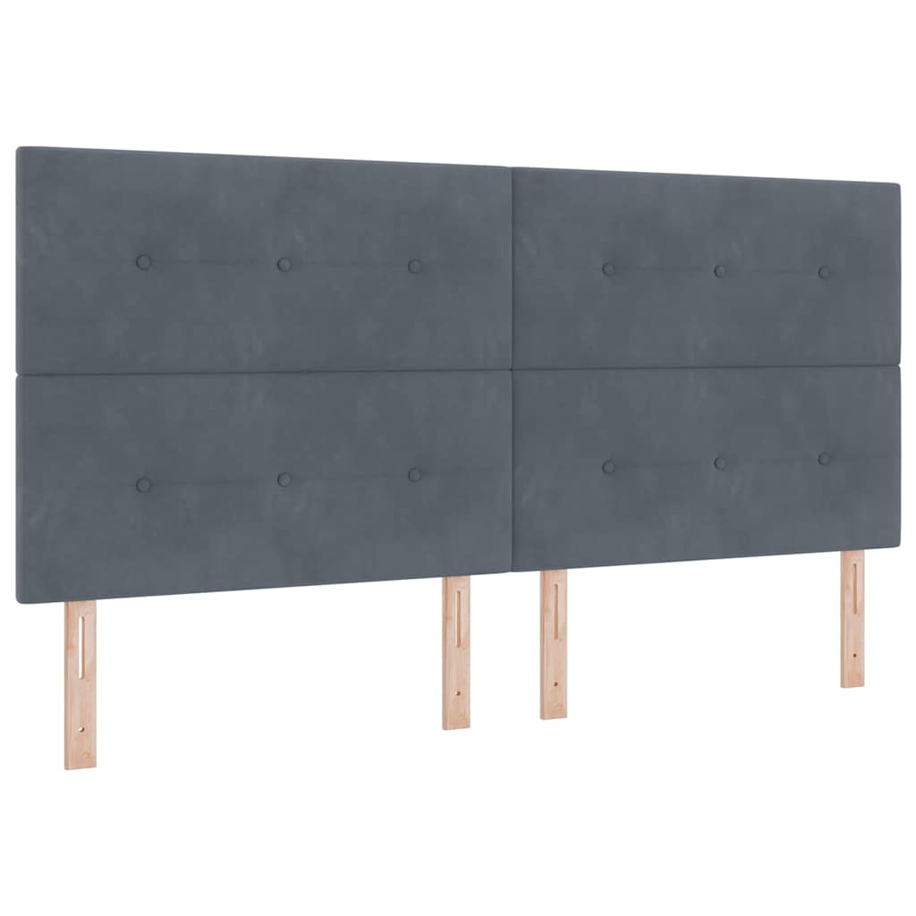 Letto a Sorgente LED Grigio scuro 200 x 200 cm Velluto