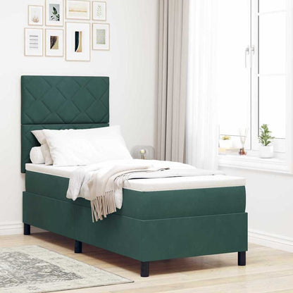 Letto a Sorgente LED Verde Scuro 80 x 200 cm Tessuto