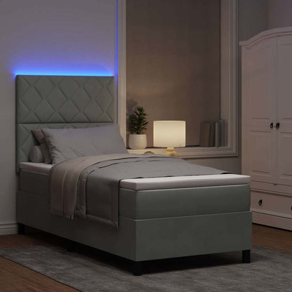Letto a Sorgente LED Grigio chiaro 90 x 200 cm Velluto