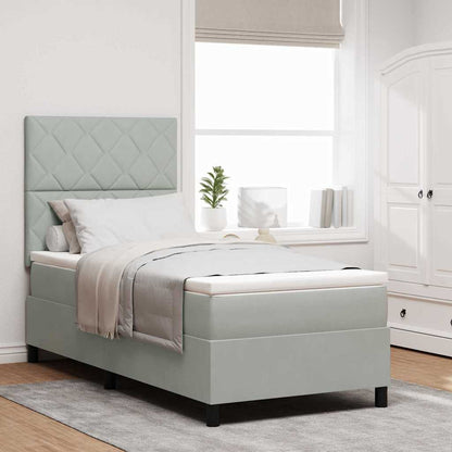 Letto a Sorgente LED Grigio chiaro 90 x 200 cm Velluto