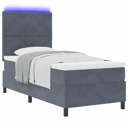 Letto a Sorgente LED Grigio scuro 100 x 200 cm Velluto
