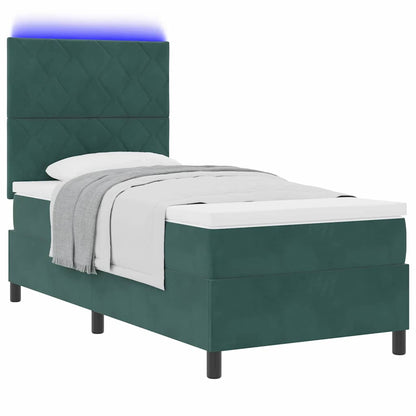 Letto a Sorgente LED Verde Scuro 100 x 200 cm Tessuto