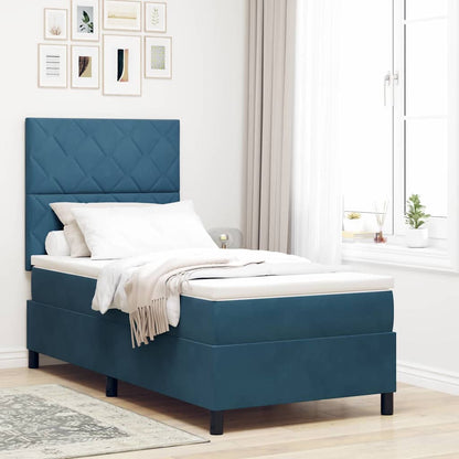Letto a Sorgente LED Blu Scuro 100 x 200 cm Tessuto