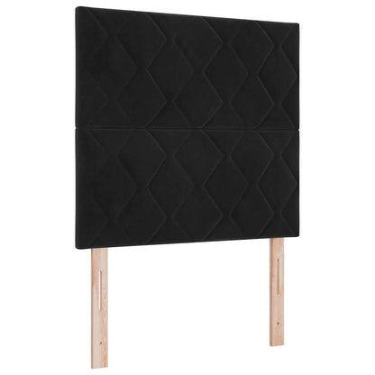 Letto a Sorgente LED con materasso Nero 120 x 190 cm Tessuto