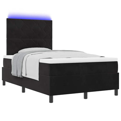 Letto a Sorgente LED con materasso Nero 120 x 190 cm Tessuto