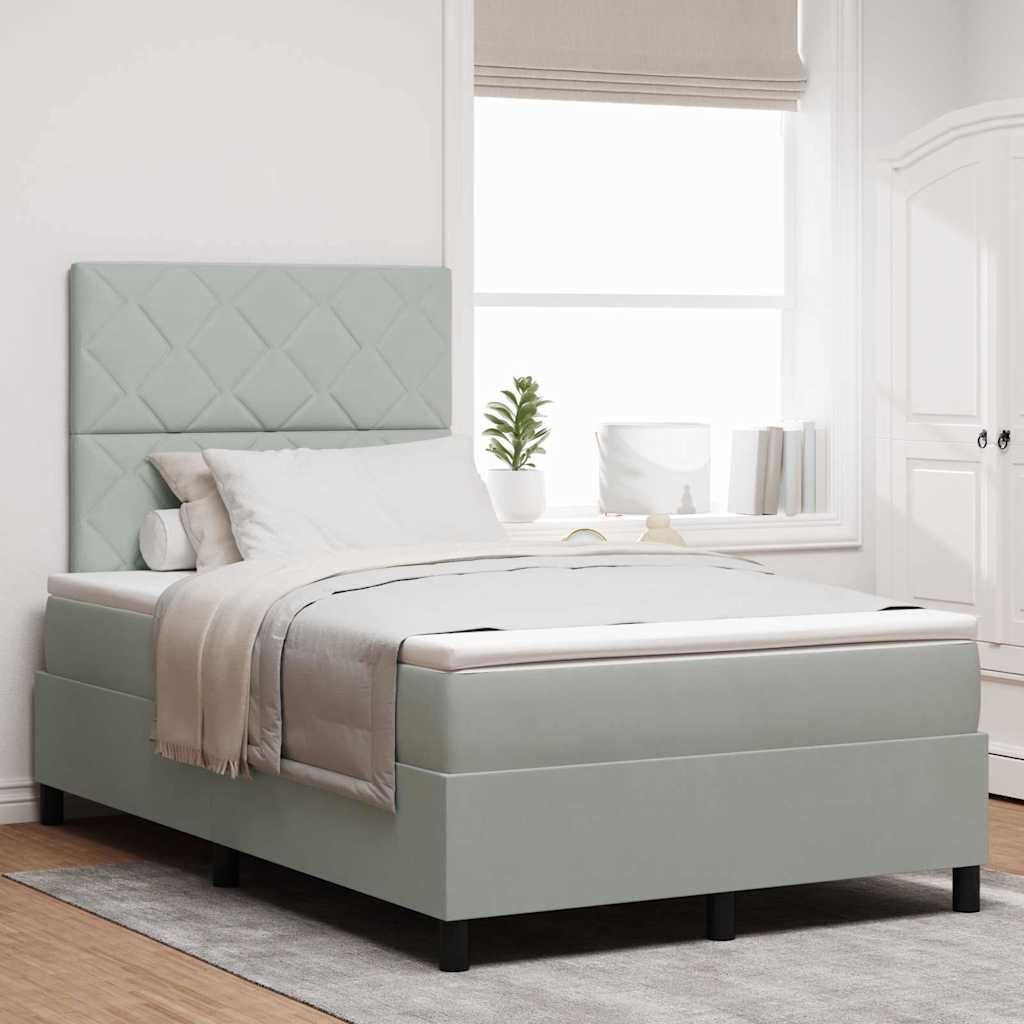 Letto a Sorgente LED Grigio chiaro 120 x 200 cm Tessuto
