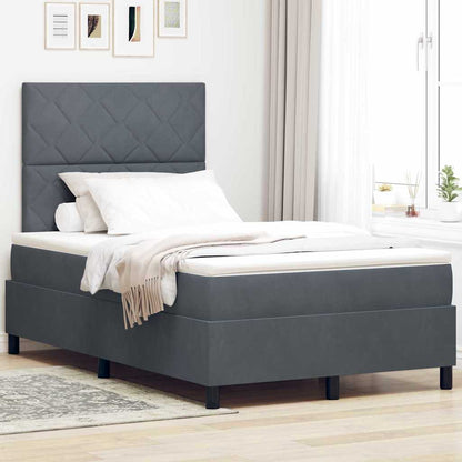 Letto a Sorgente LED Grigio scuro 120 x 200 cm Tessuto