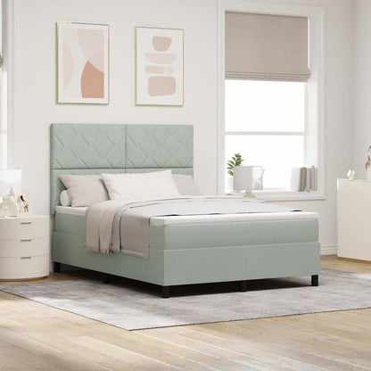 Letto a Sorgente LED Grigio chiaro 140 x 190 cm Velluto