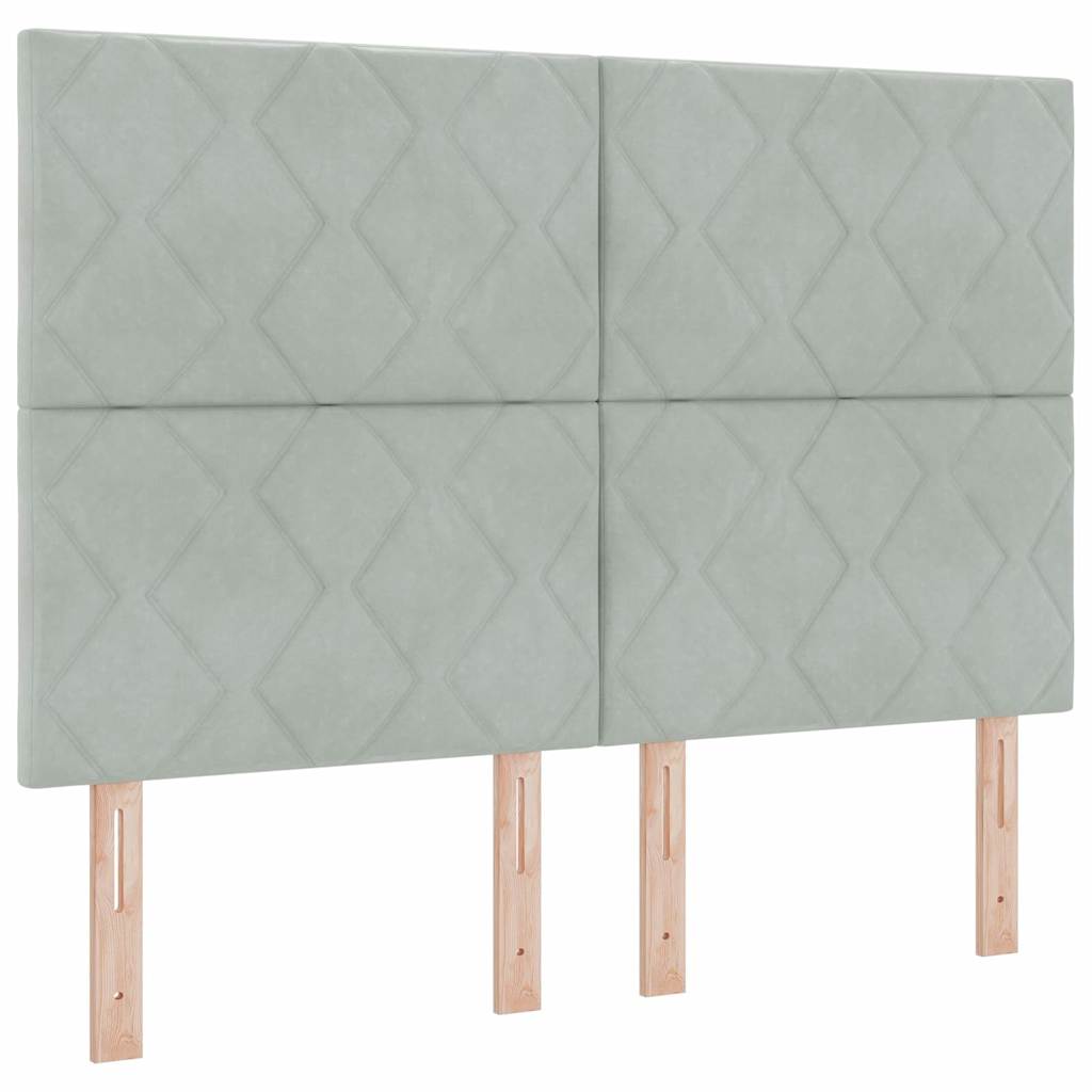 Letto a Sorgente LED Grigio chiaro 140 x 190 cm Velluto