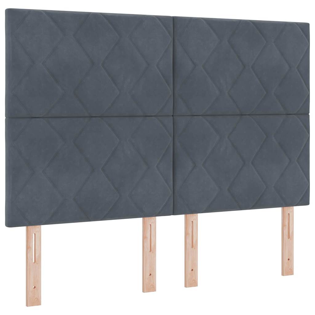 Letto a Sorgente LED Grigio scuro 140 x 200 cm Velluto