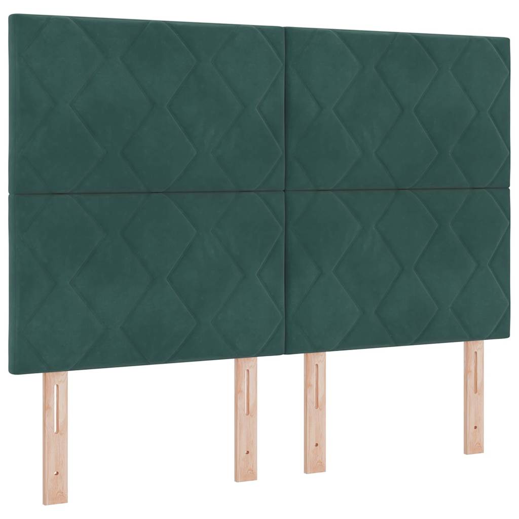 Letto a Sorgente LED Verde Scuro 160 x 200 cm Tessuto