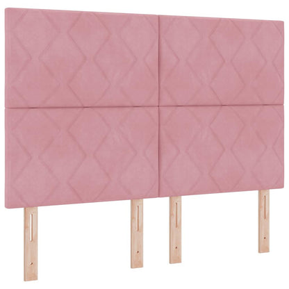Letto a Sorgente LED con materasso Rosa 160 x 200 cm Tessuto