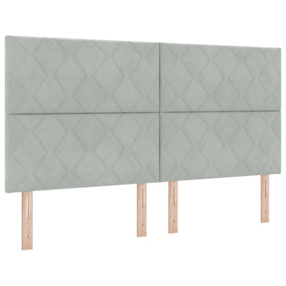 Letto a Sorgente LED Grigio chiaro 180 x 200 cm Velluto