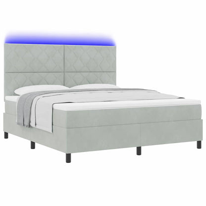 Letto a Sorgente LED Grigio chiaro 180 x 200 cm Velluto