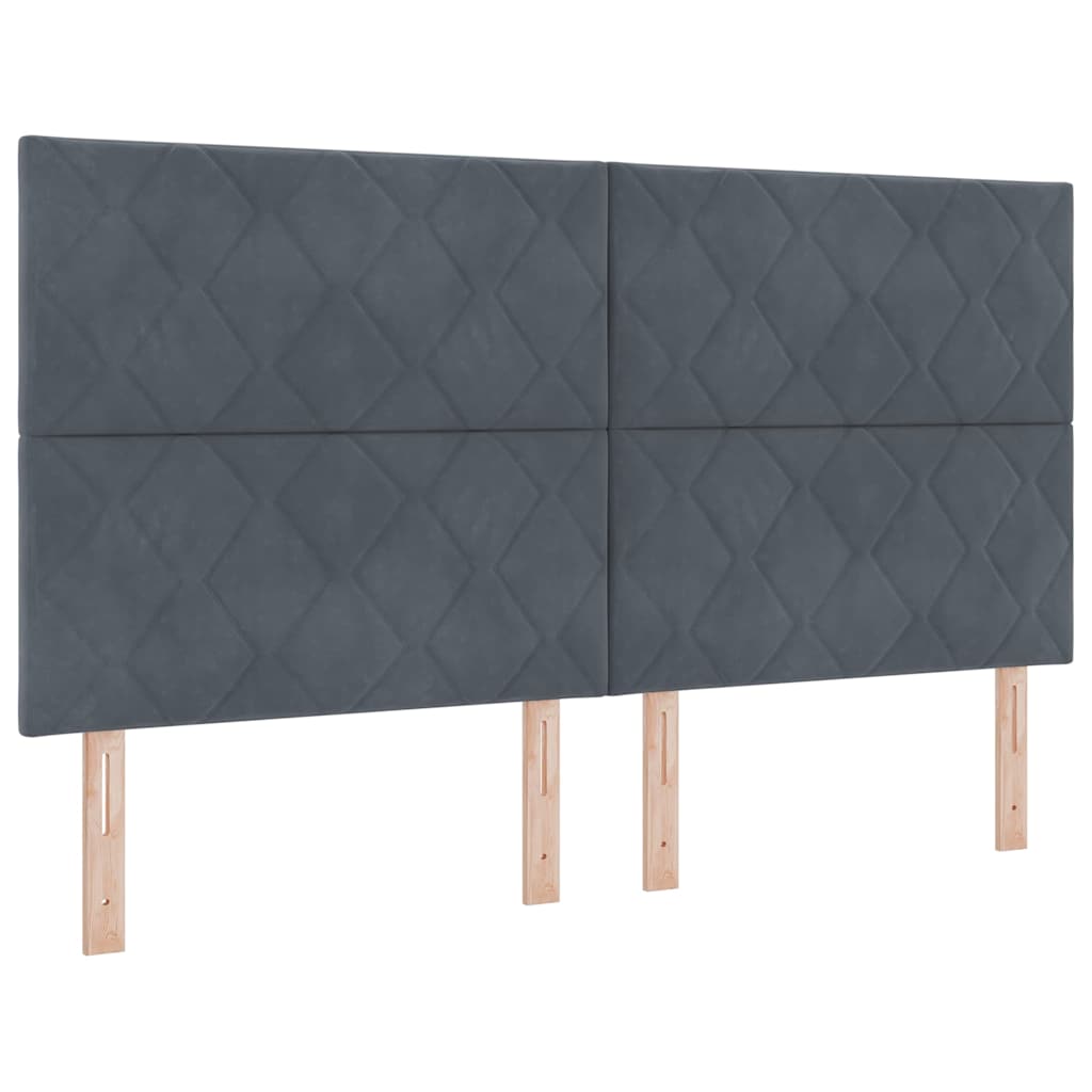 Letto a Sorgente LED Grigio scuro 180 x 200 cm Velluto