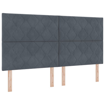Letto a Sorgente LED Grigio scuro 180 x 200 cm Velluto