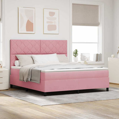 Letto a Sorgente LED con materasso Rosa 180 x 200 cm Tessuto