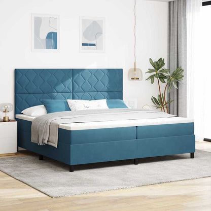 Letto a Sorgente LED Blu Scuro 200 x 200 cm Tessuto