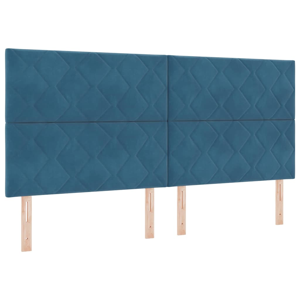 Letto a Sorgente LED Blu Scuro 200 x 200 cm Tessuto