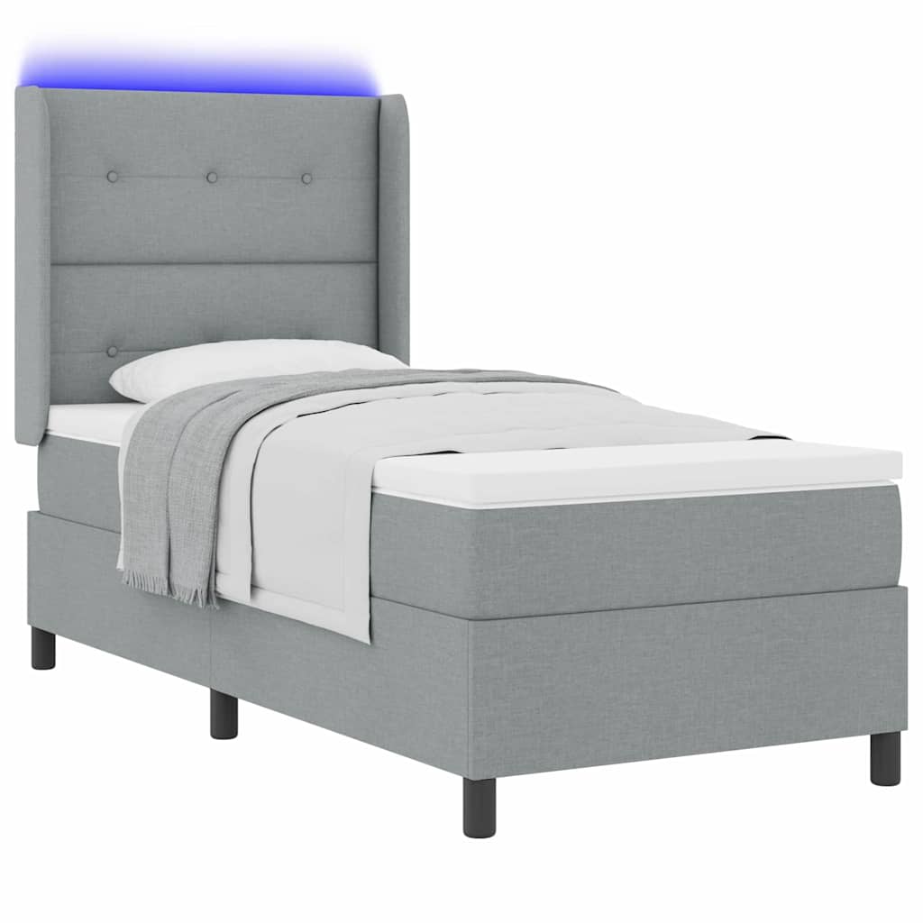 Letto a Sorgente LED Grigio chiaro 90 x 190 cm Tessuto