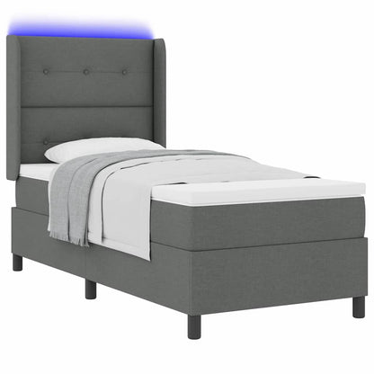 Letto a Sorgente LED Grigio scuro 90 x 190 cm Tessuto