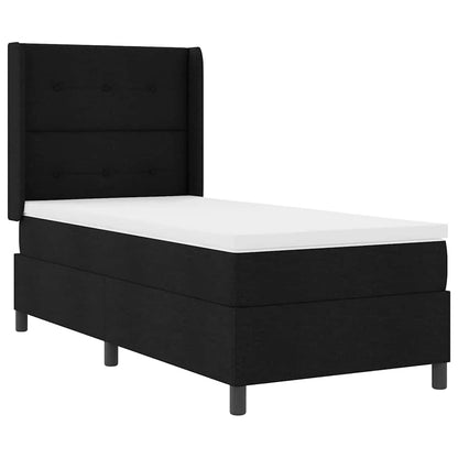 Letto a Sorgente LED con materasso Nero 90 x 190 cm Tessuto