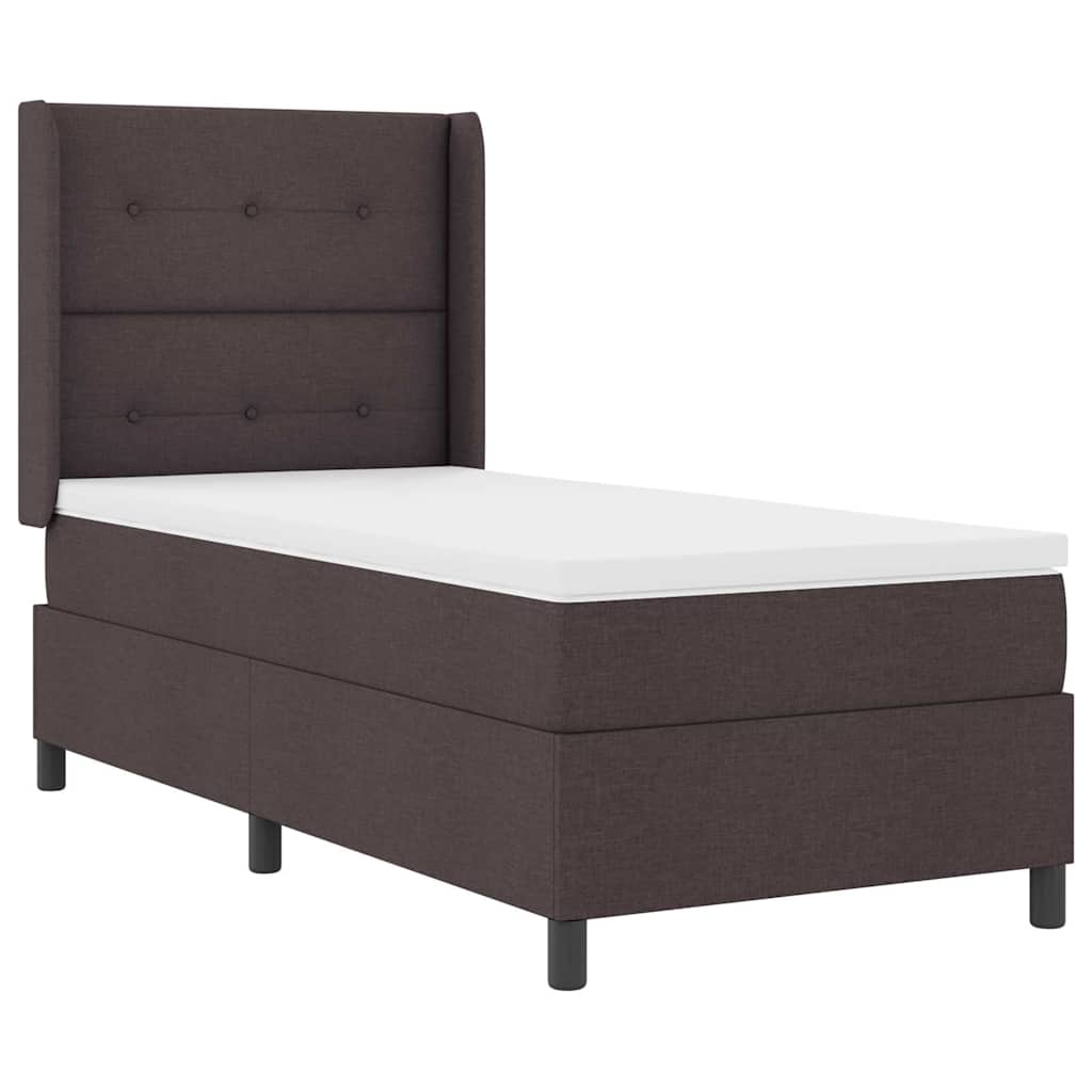 Letto a Sorgente LED Marrone Scuro 90 x 190 cm Tessuto