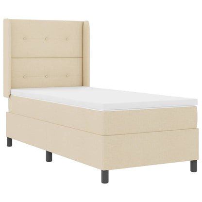 Letto a Sorgente LED con materasso Crema 90 x 190 cm Tessuto
