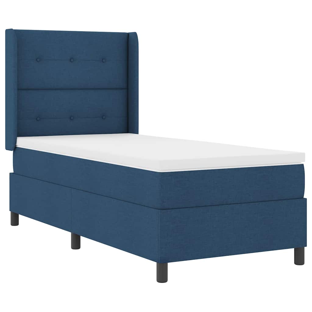 Letto a Sorgente LED con materasso Blu 90 x 190 cm Tessuto