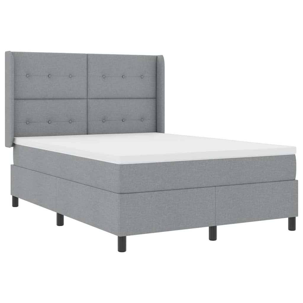 Letto a Sorgente LED Grigio chiaro 140 x 190 cm Tessuto