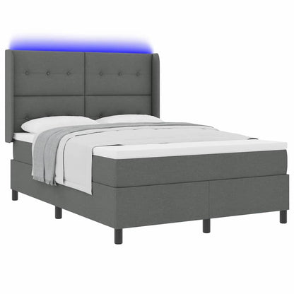 Letto a Sorgente LED Grigio scuro 140 x 190 cm Tessuto