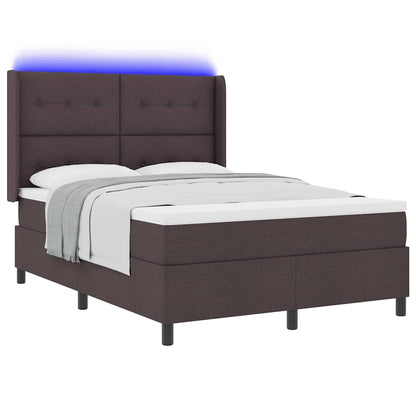 Letto a Sorgente LED Marrone Scuro 140 x 190 cm Tessuto