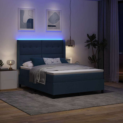 Letto a Sorgente LED con materasso Blu 140 x 190 cm Tessuto