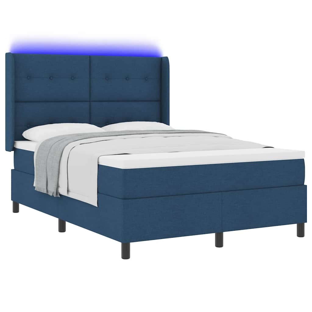 Letto a Sorgente LED con materasso Blu 140 x 190 cm Tessuto