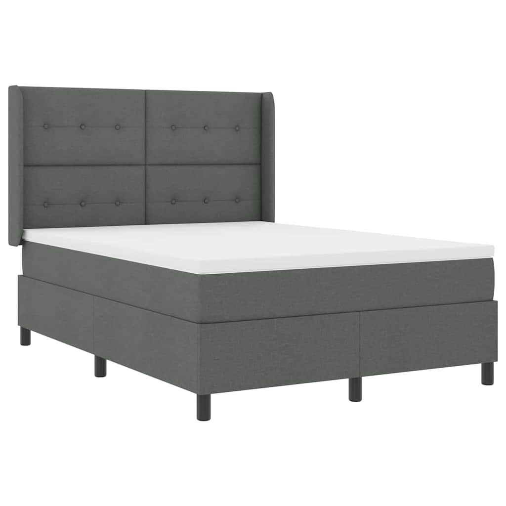 Letto a Sorgente LED Grigio scuro 140 x 200 cm Tessuto