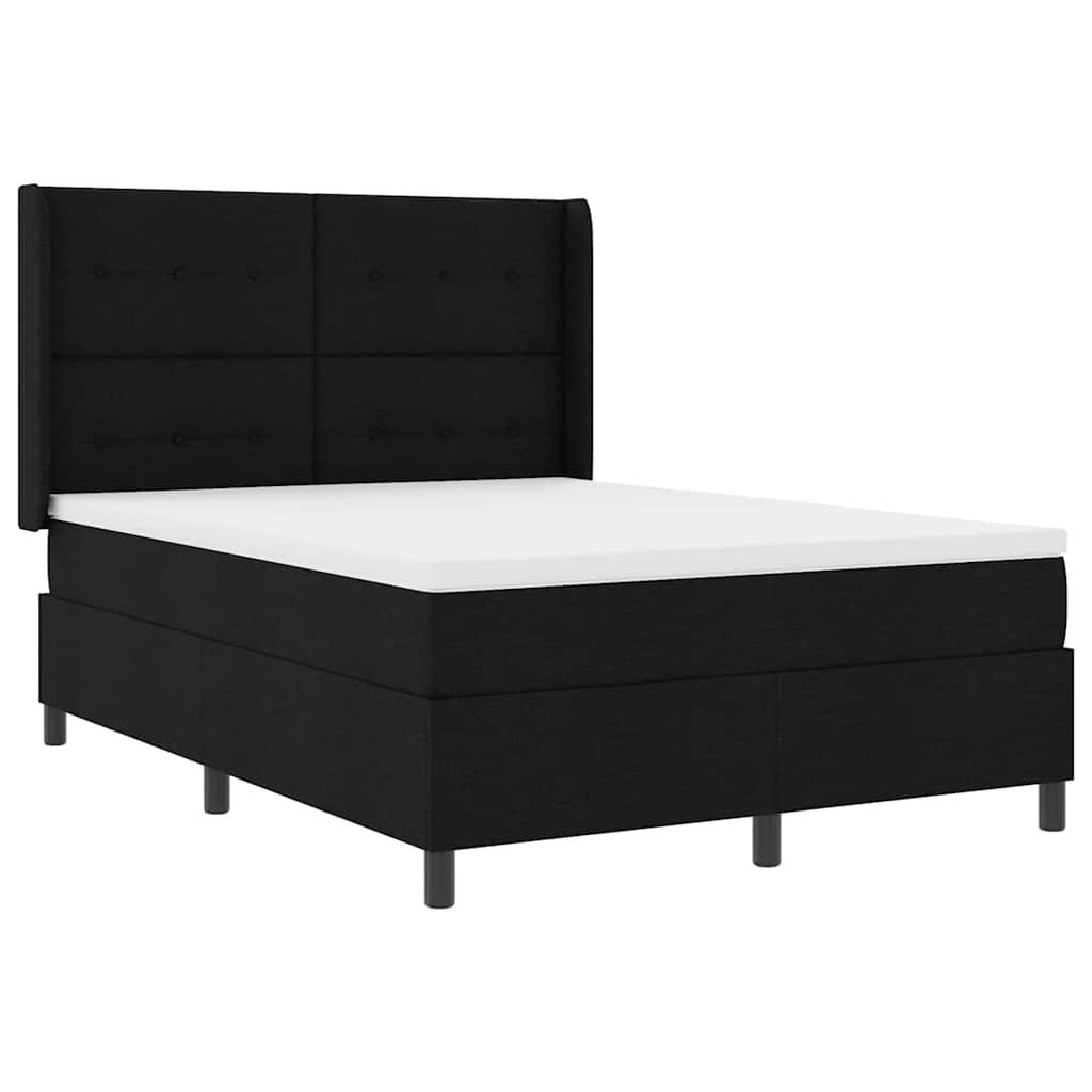 Letto a Sorgente LED con materasso Nero 140 x 200 cm Tessuto