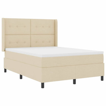 Letto a Sorgente LED con materasso Crema 140 x 200 cm Tessuto