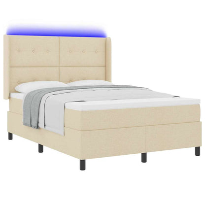 Letto a Sorgente LED con materasso Crema 140 x 200 cm Tessuto