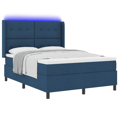 Letto a Sorgente LED con materasso Blu 140 x 200 cm Tessuto