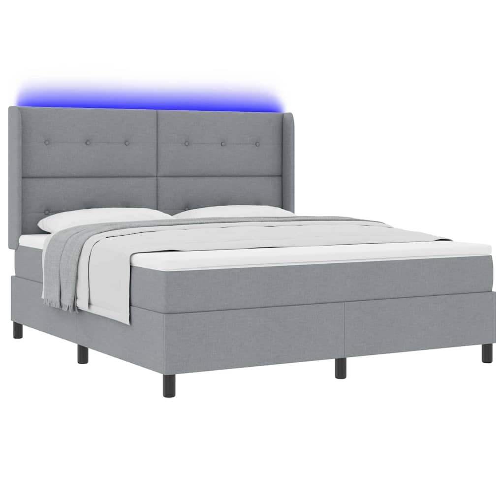 Letto a Sorgente LED Grigio chiaro 180 x 200 cm Tessuto