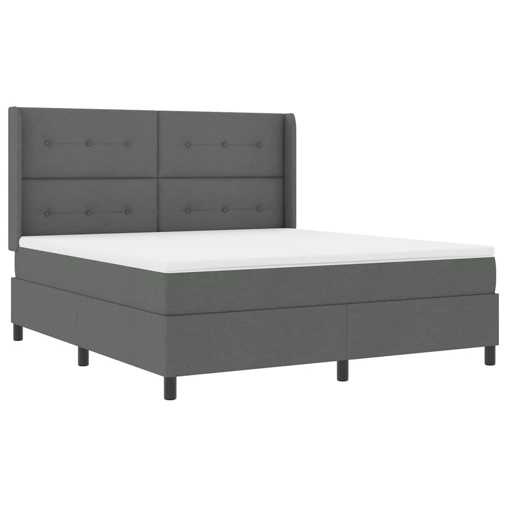 Letto a Sorgente LED Grigio scuro 180 x 200 cm Tessuto