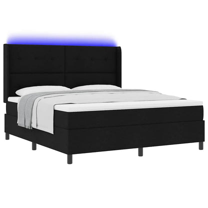 Letto a Sorgente LED con materasso Nero 180 x 200 cm Tessuto