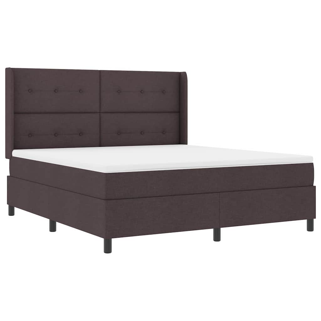 Letto a Sorgente LED Marrone Scuro 180 x 200 cm Tessuto