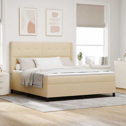 Letto a Sorgente LED con materasso Crema 180 x 200 cm Tessuto