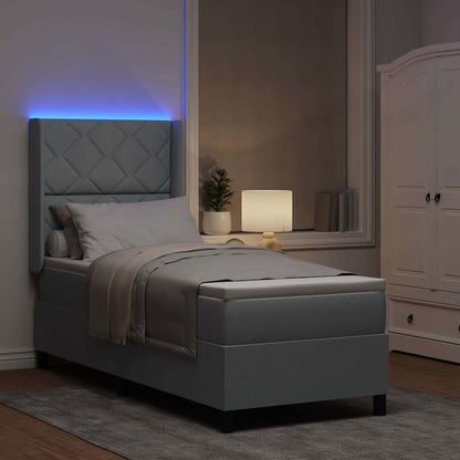 Letto a Sorgente LED Grigio chiaro 80 x 200 cm Tessuto