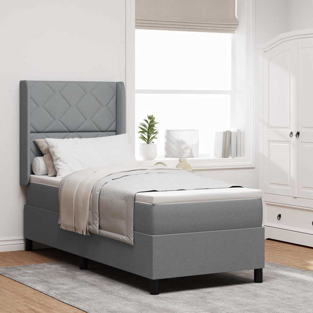 Letto a Sorgente LED Grigio chiaro 80 x 200 cm Tessuto