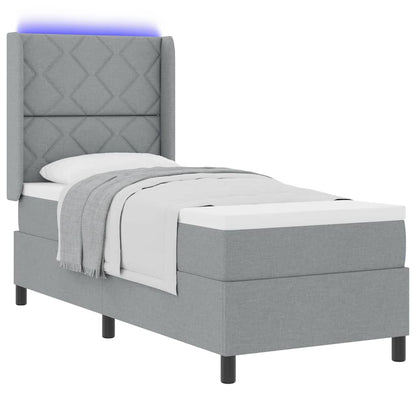 Letto a Sorgente LED Grigio chiaro 80 x 200 cm Tessuto